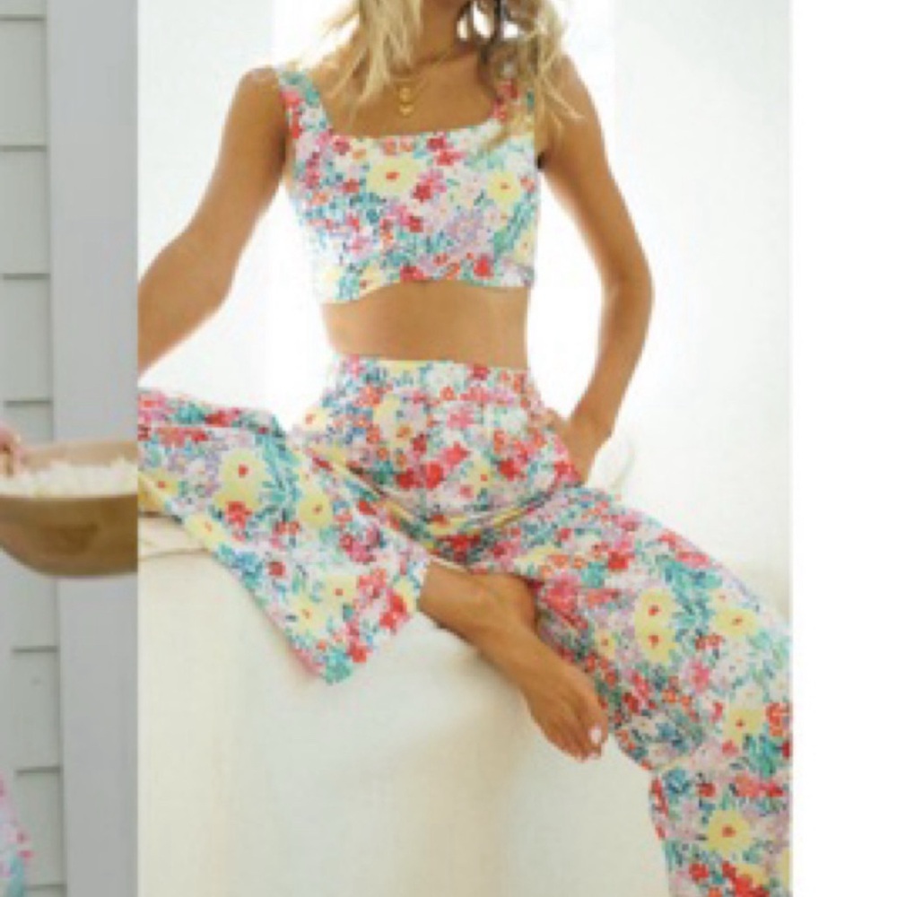 Colorful Floral Two-Piece Set